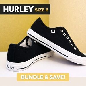 Hurley Black Slip-On Canvas Sneakers | Size 6 | Classic Casual Skate Style